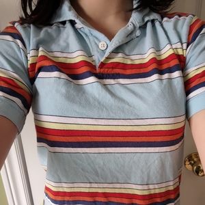retro striped collared t-shirt